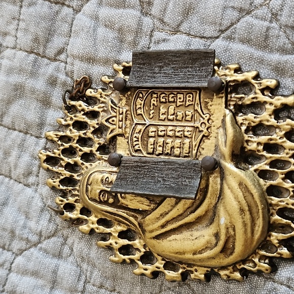 Jewish Judaica Moses Holding Ten Commandments Metal Wall Hanger, Israel - Picture 2 of 7